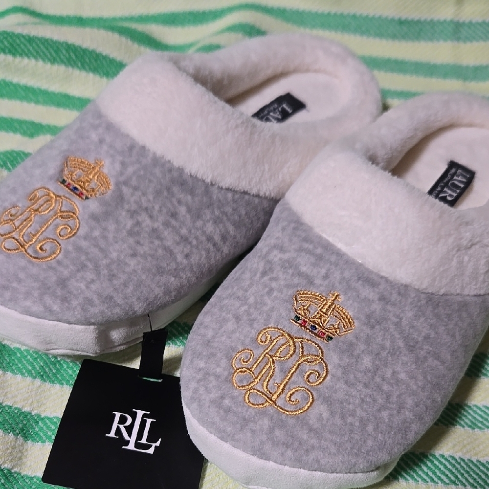 Women's Gray and Cream Slippers